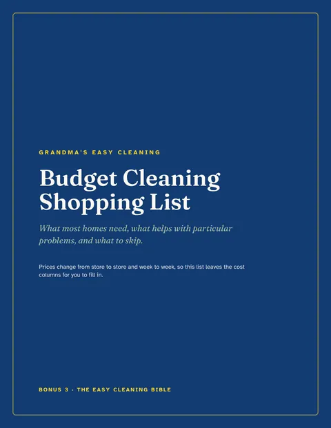 The cover of Grandma's Budget Cleaning Shopping List